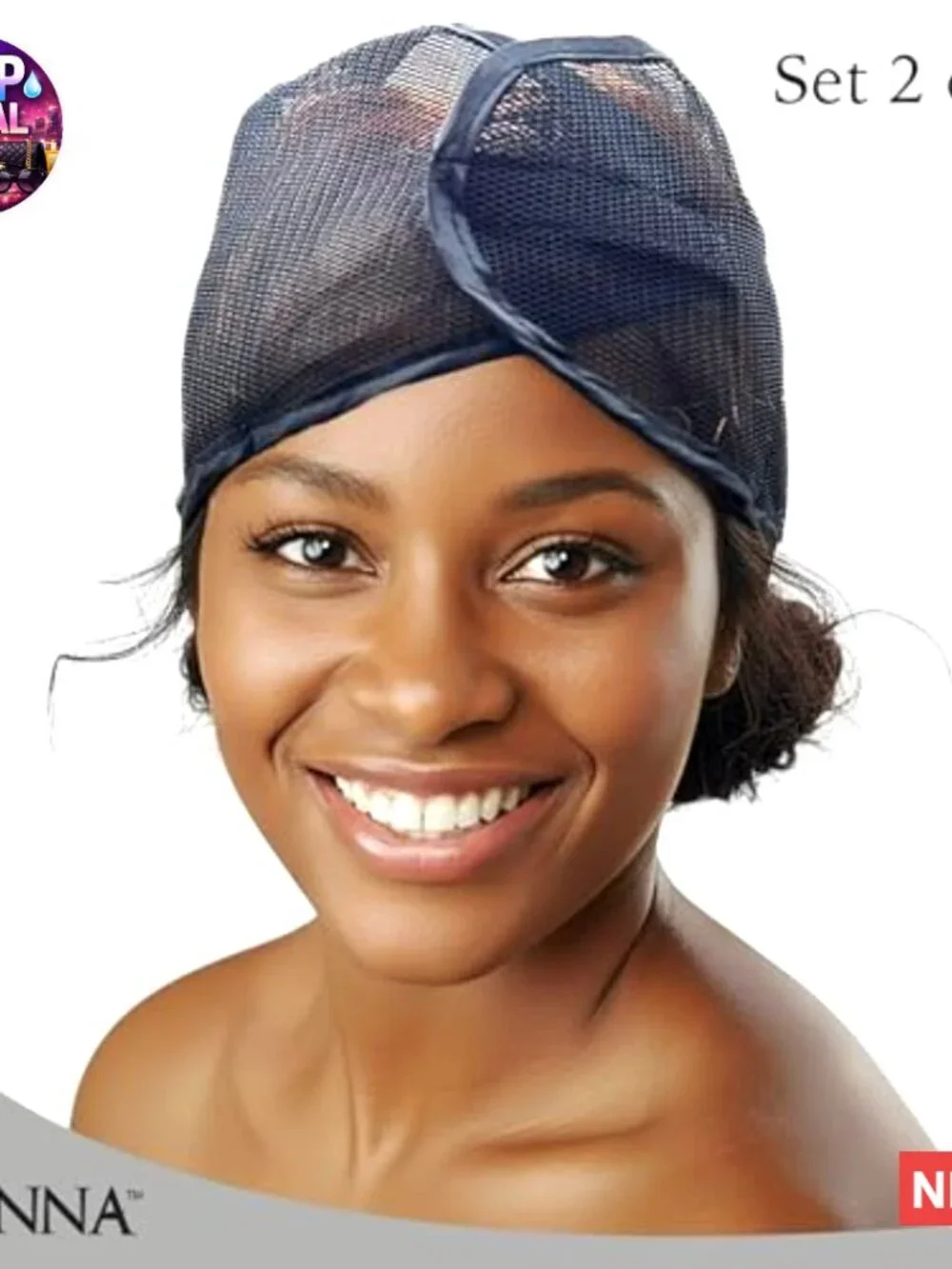 Satin and Mesh Hair Wrap Set, Adjustable Velcro Closure, Breathable Fabric
